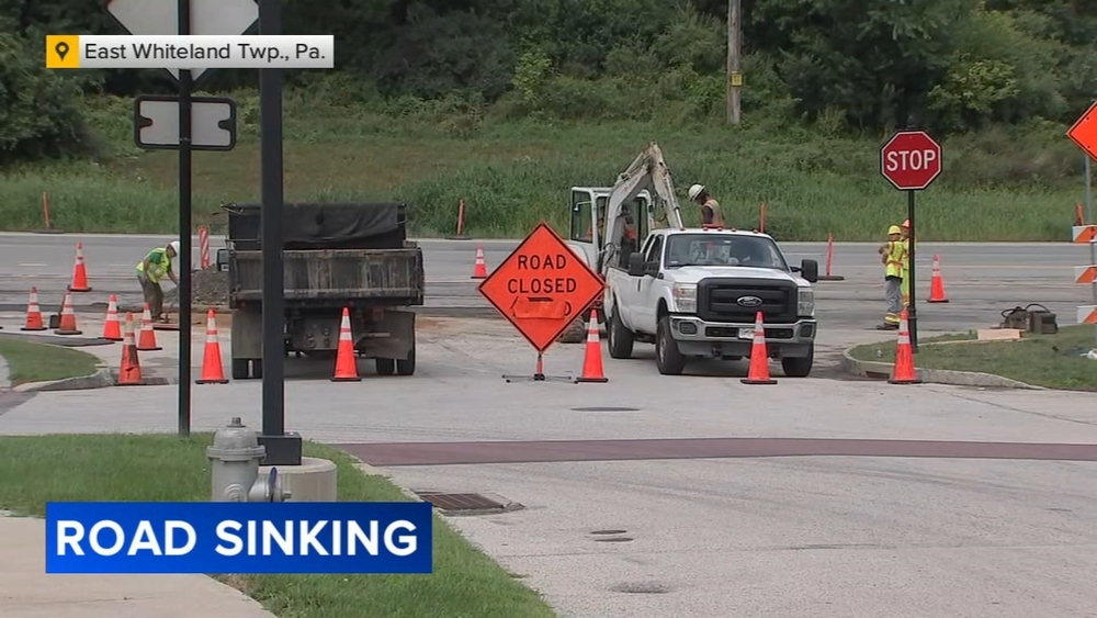 Emergency repairs underway for sinking road in Chester County