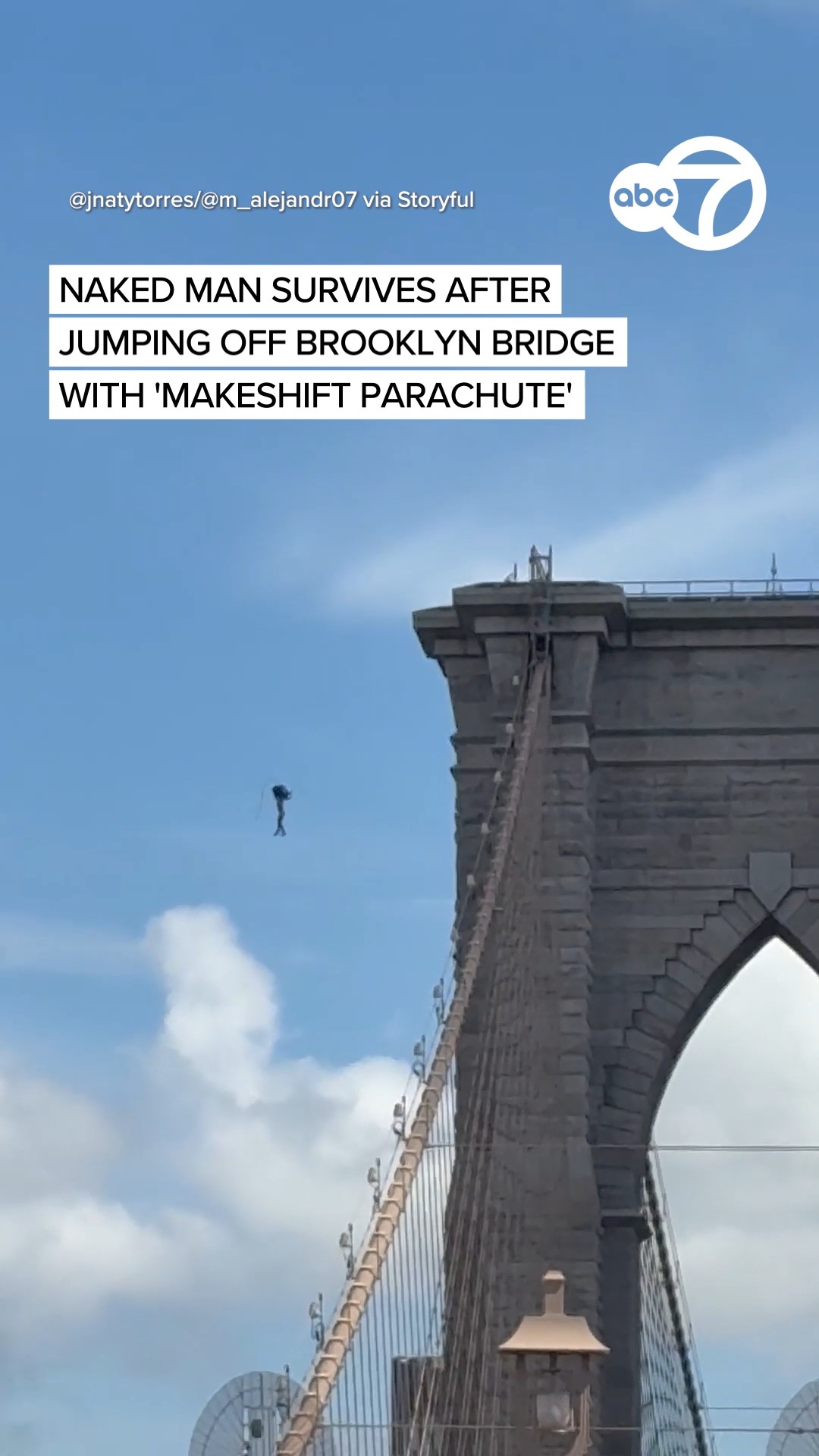 Man survives after jumping off Bridge with 'makeshift parachute'