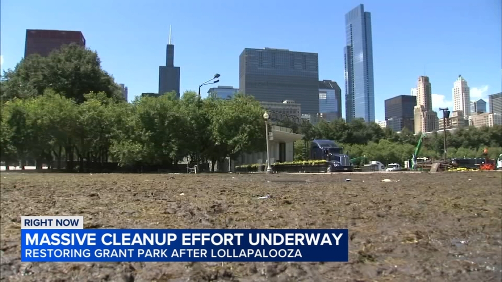 Cleanup continues after muddy Lollapalooza as Grant Park damage assessment gets underway