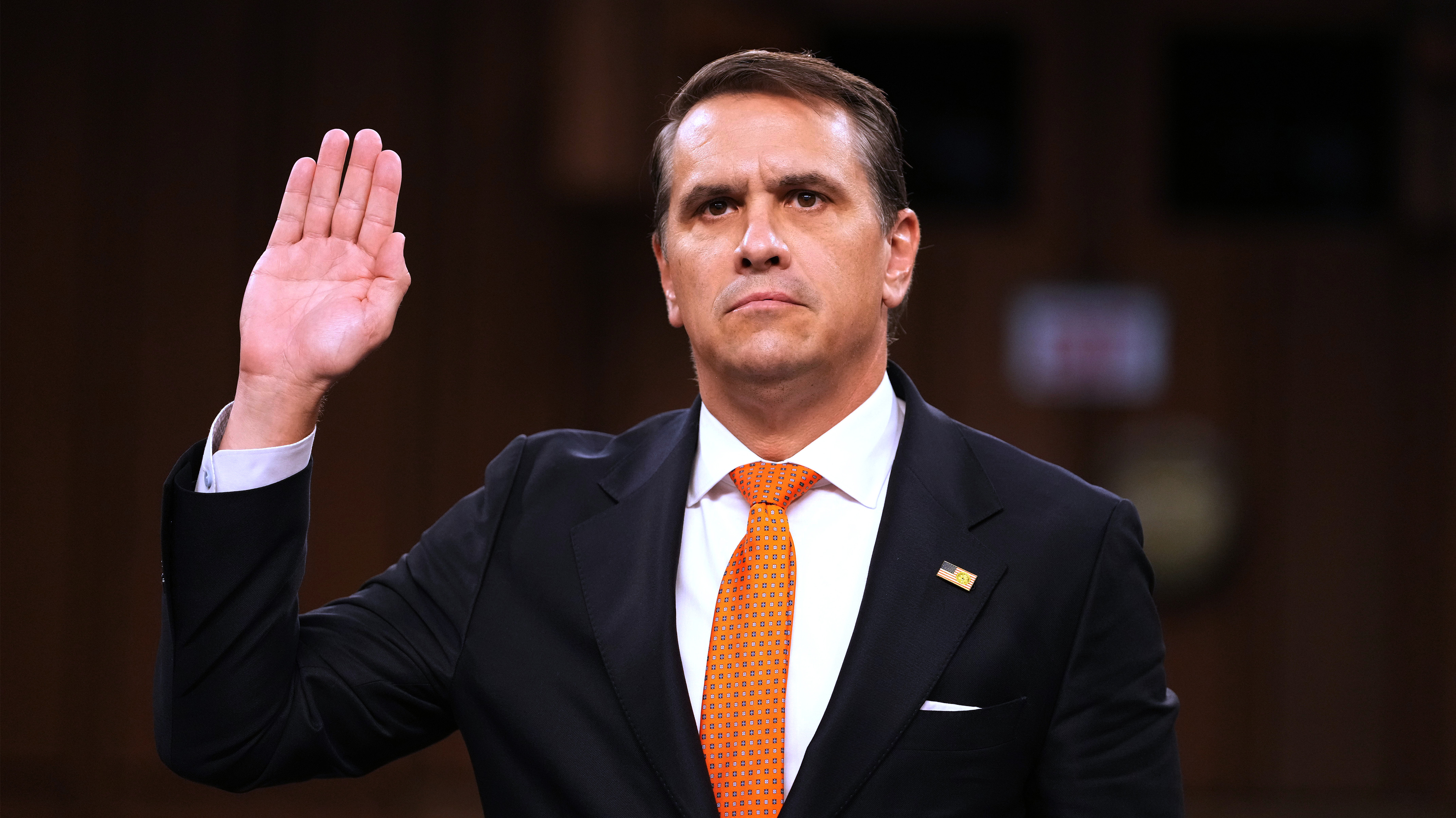 Acting Attorney General Todd Blanche is sworn in as he appears before the Senate Judiciary Committee on Capitol Hill in Washington, July 15, 2026.