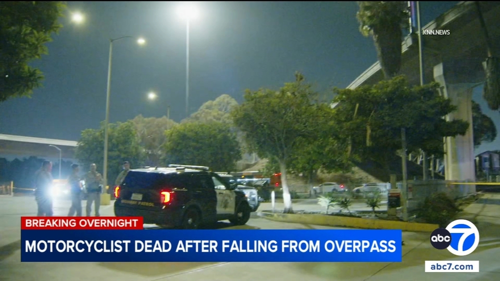 Motorcyclist dies after falling from 105 Freeway overpass in South LA