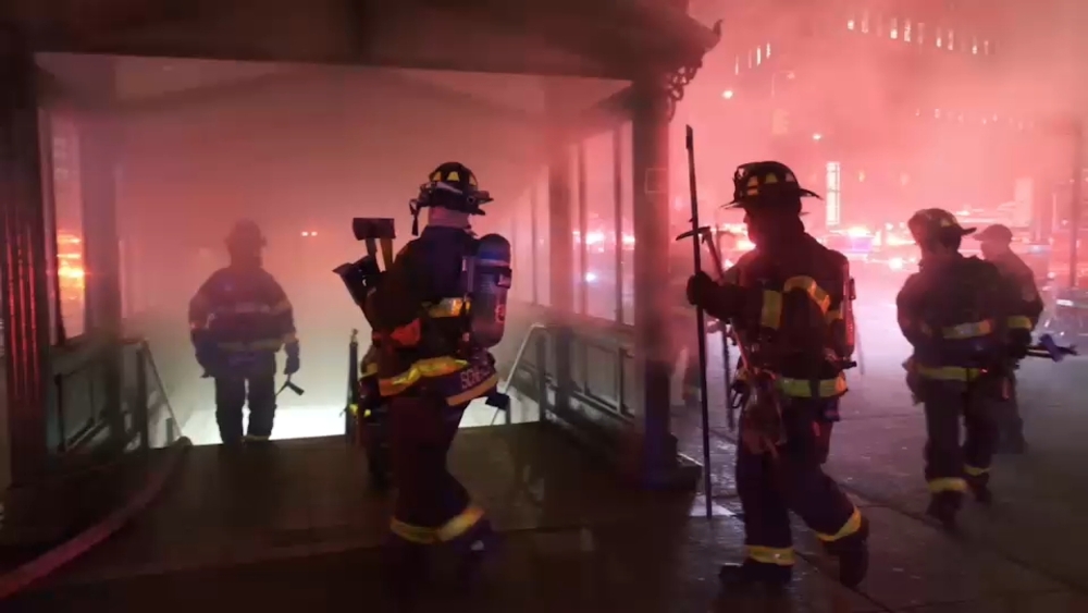 Manhattan subway train fire injuries 8 MTA workers, 6 firefighters at Astor Place station