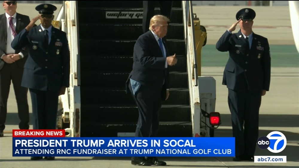 Trump lands in LA for event at his Rancho Palos Verdes golf club