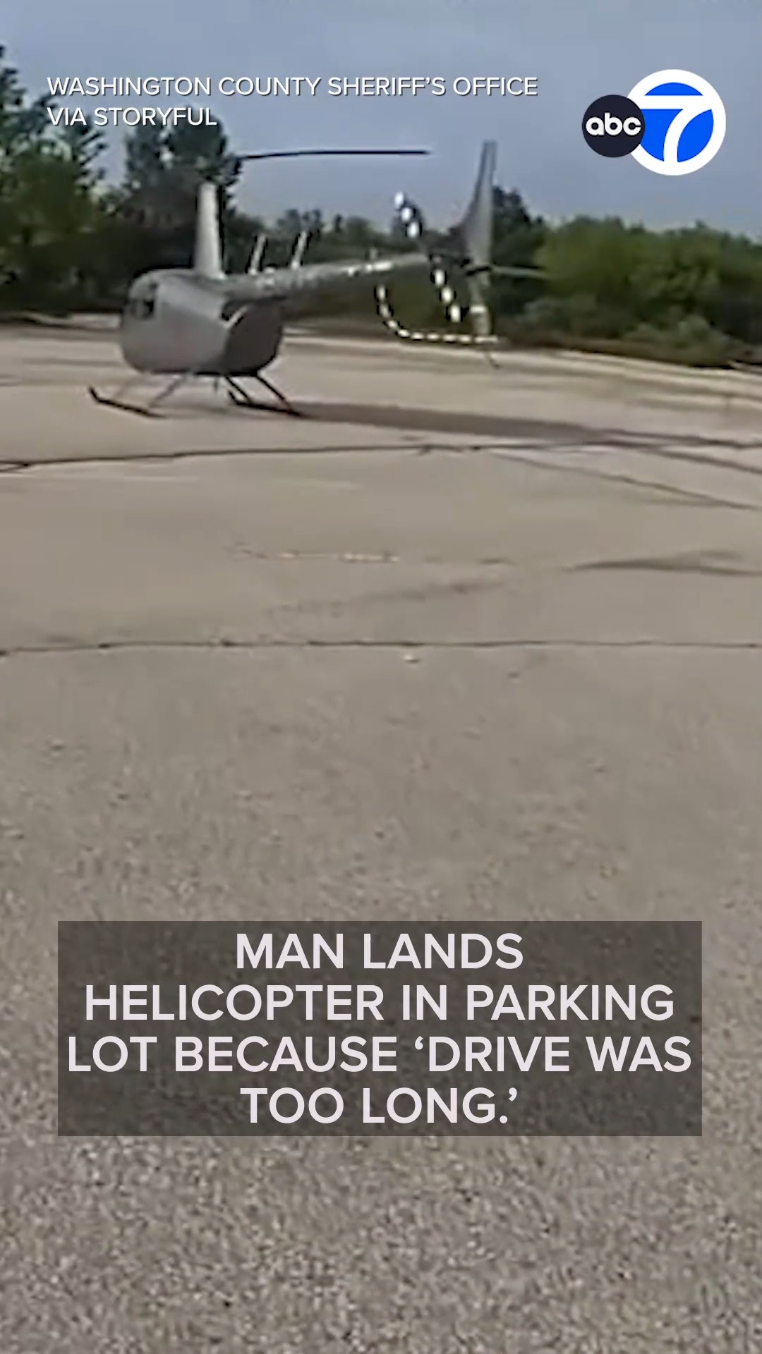 Man lands helicopter in parking lot because 'drive was too long'
