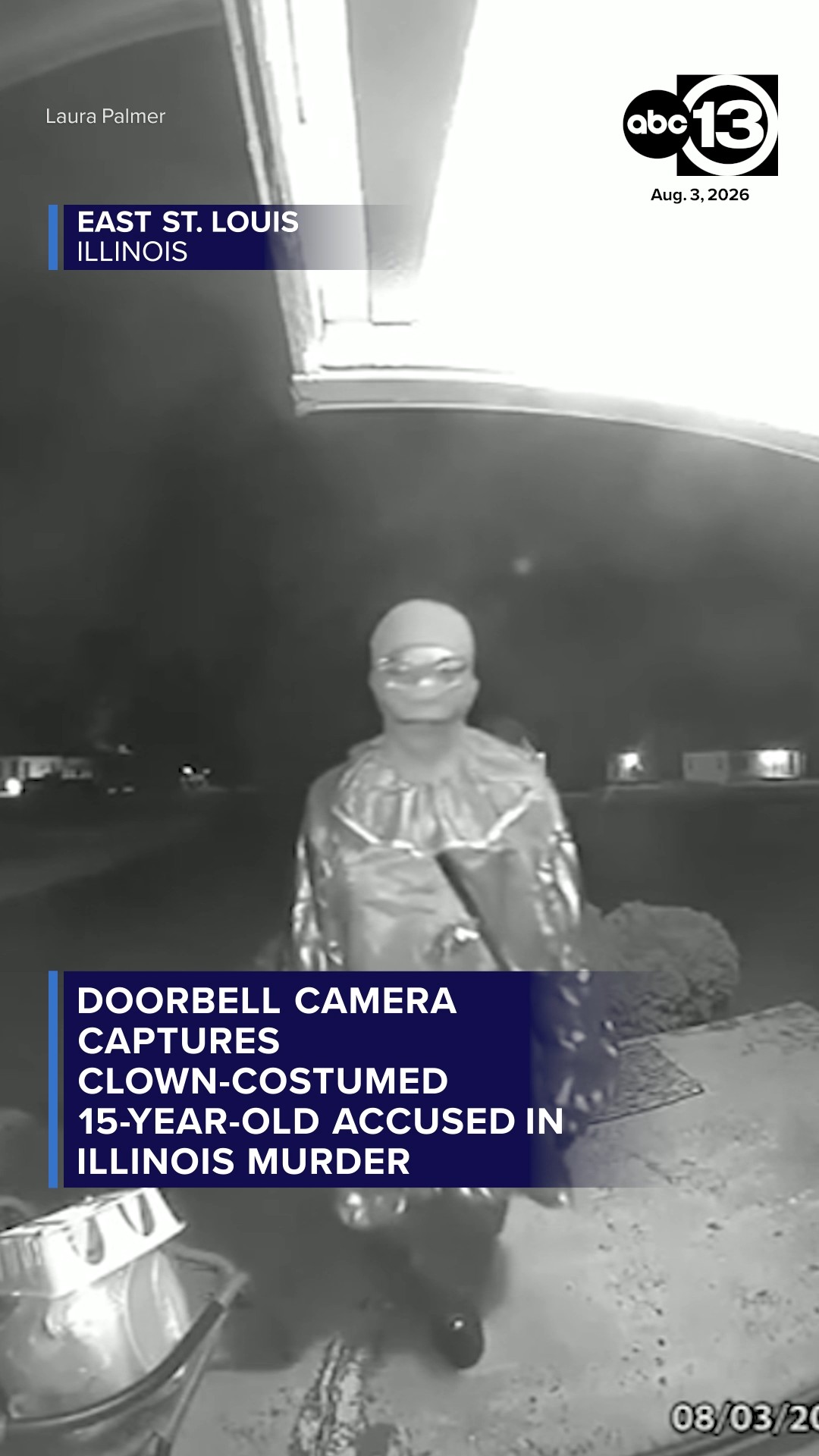 Doorbell camera shows clown-costumed teen accused in Illinois murder