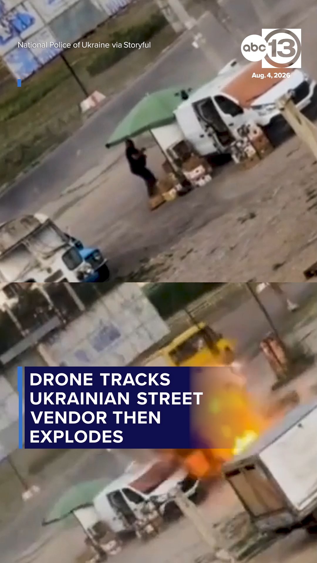 Drone hunts Ukrainian produce vendor around his van before exploding