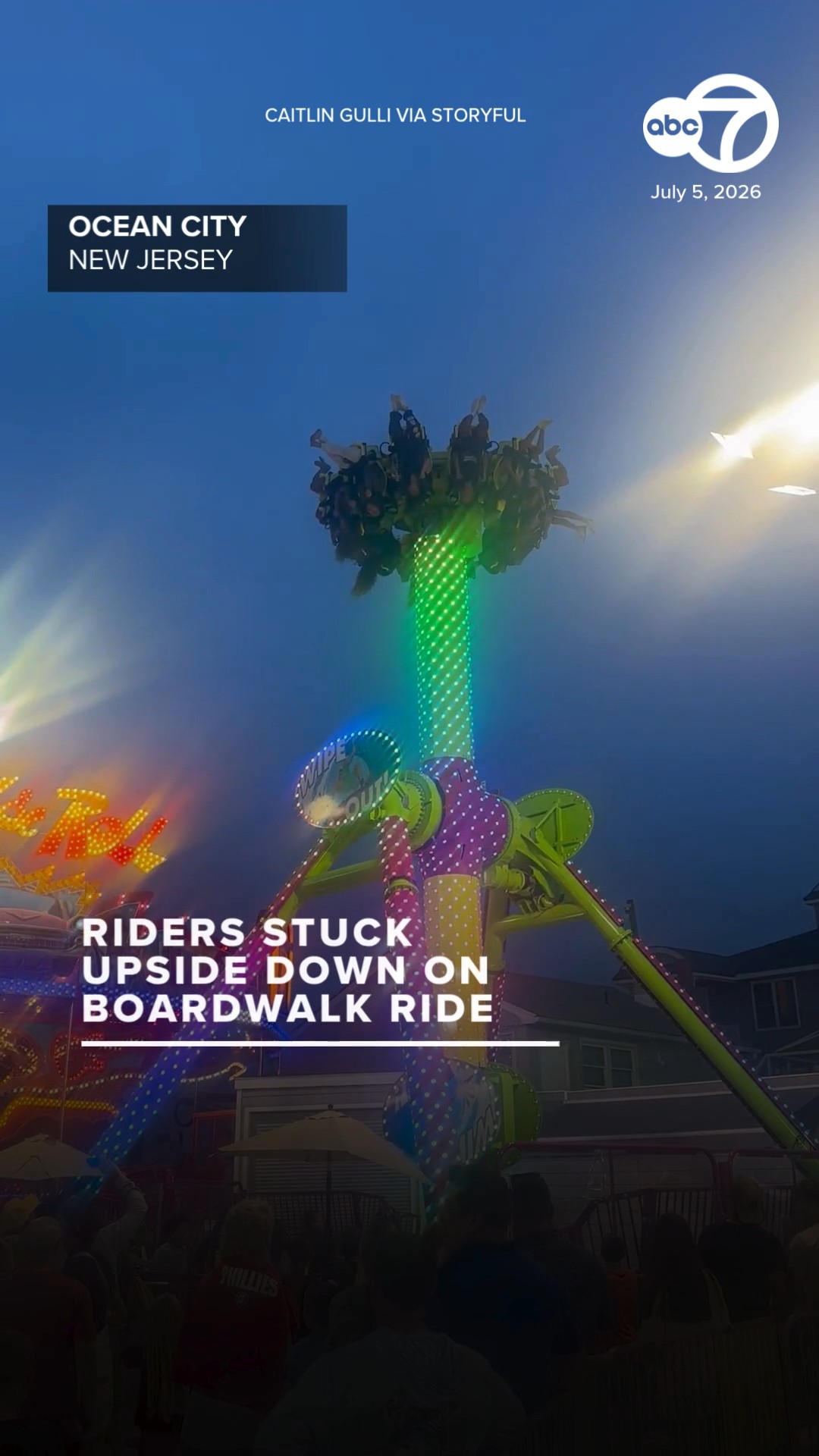 Terrifying video shows people stuck upside down on ride
