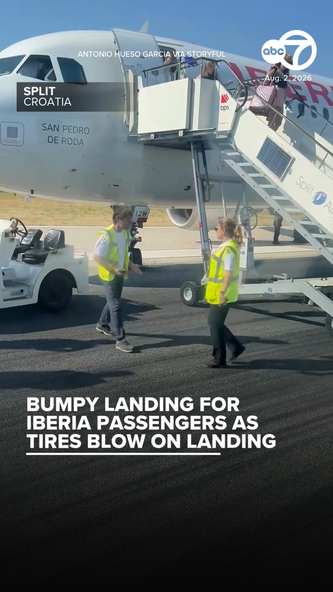 Iberia Plane's Tires Blow Out On Tarmac