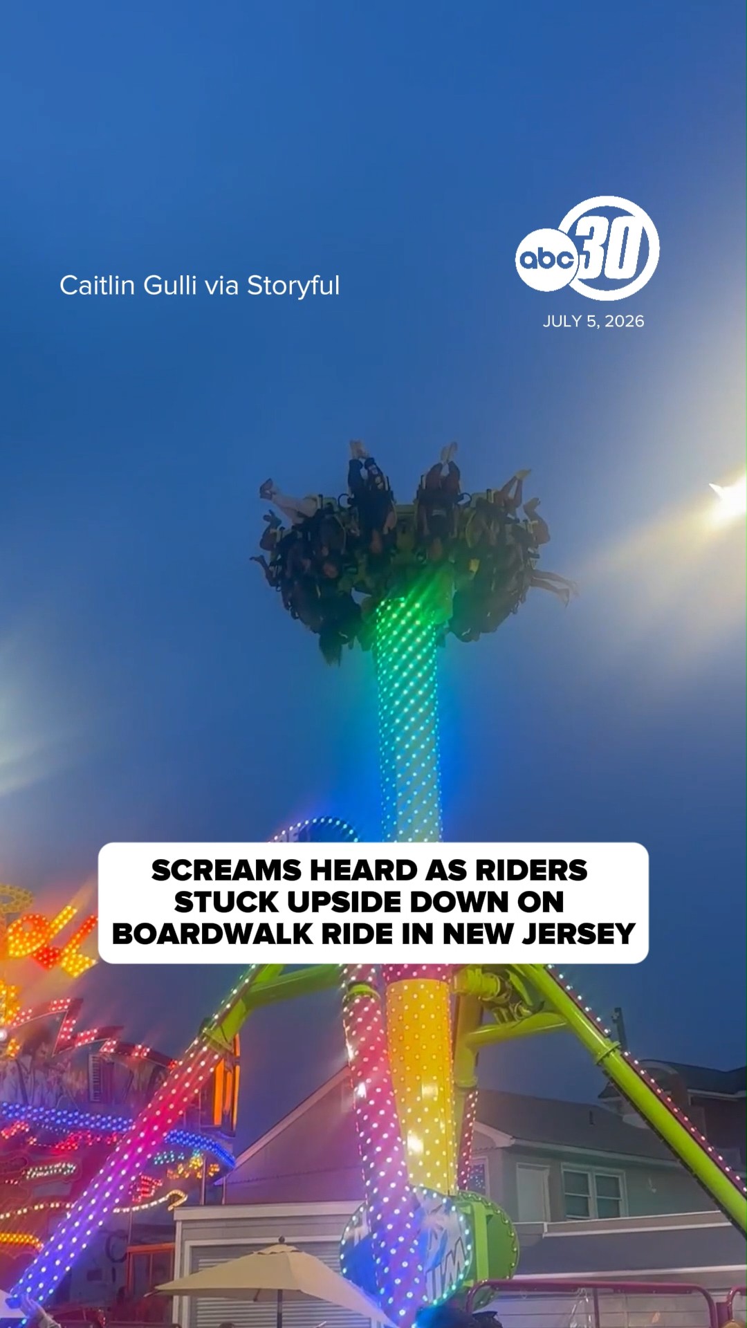 Screams heard as riders stuck upside down on ride in New Jersey