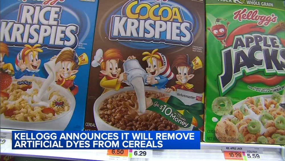 Kellogg says it's removing artificial dyes from cereals by the end of this year