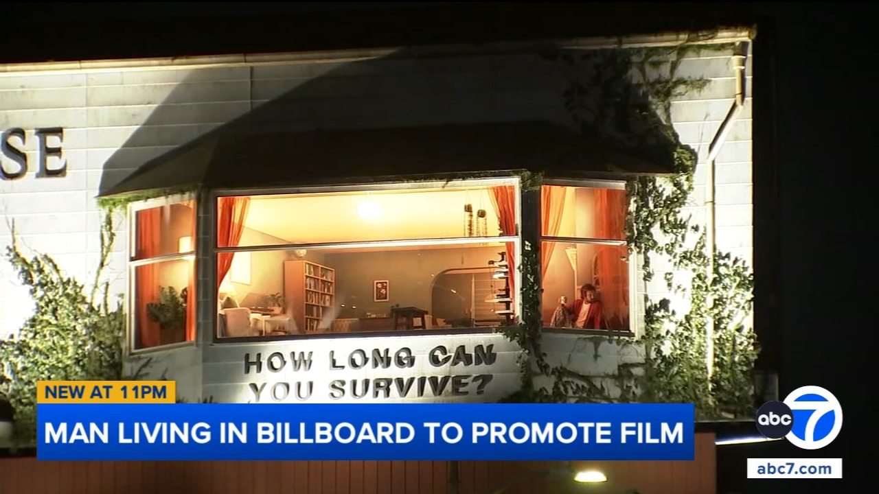 Man living inside billboard on Sunset Boulevard to promote film