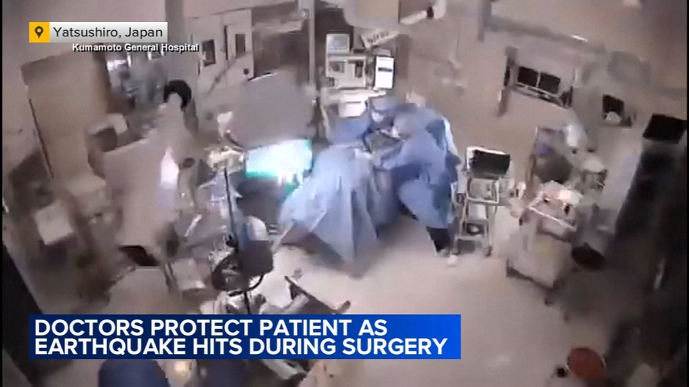 Video shows surgeons shielding patient during earthquake in Japan