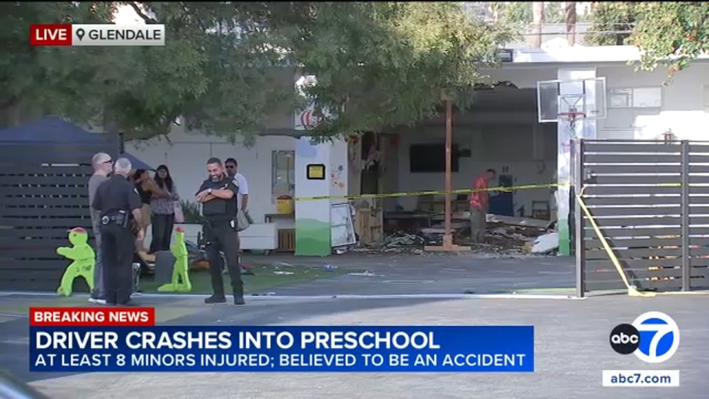 8 children injured after car crashes into preschool in Glendale