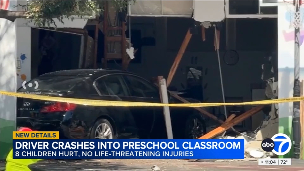 8 children injured after car crashes into preschool in Glendale