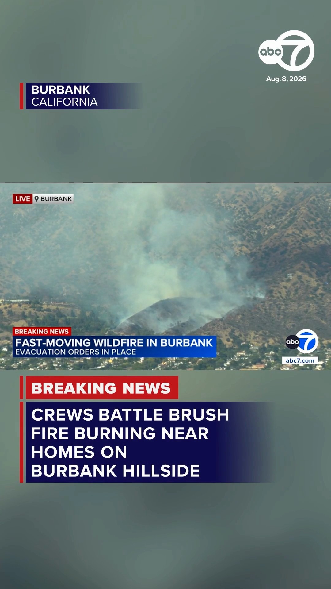 Crews battle brush fire on hillside in Burbank