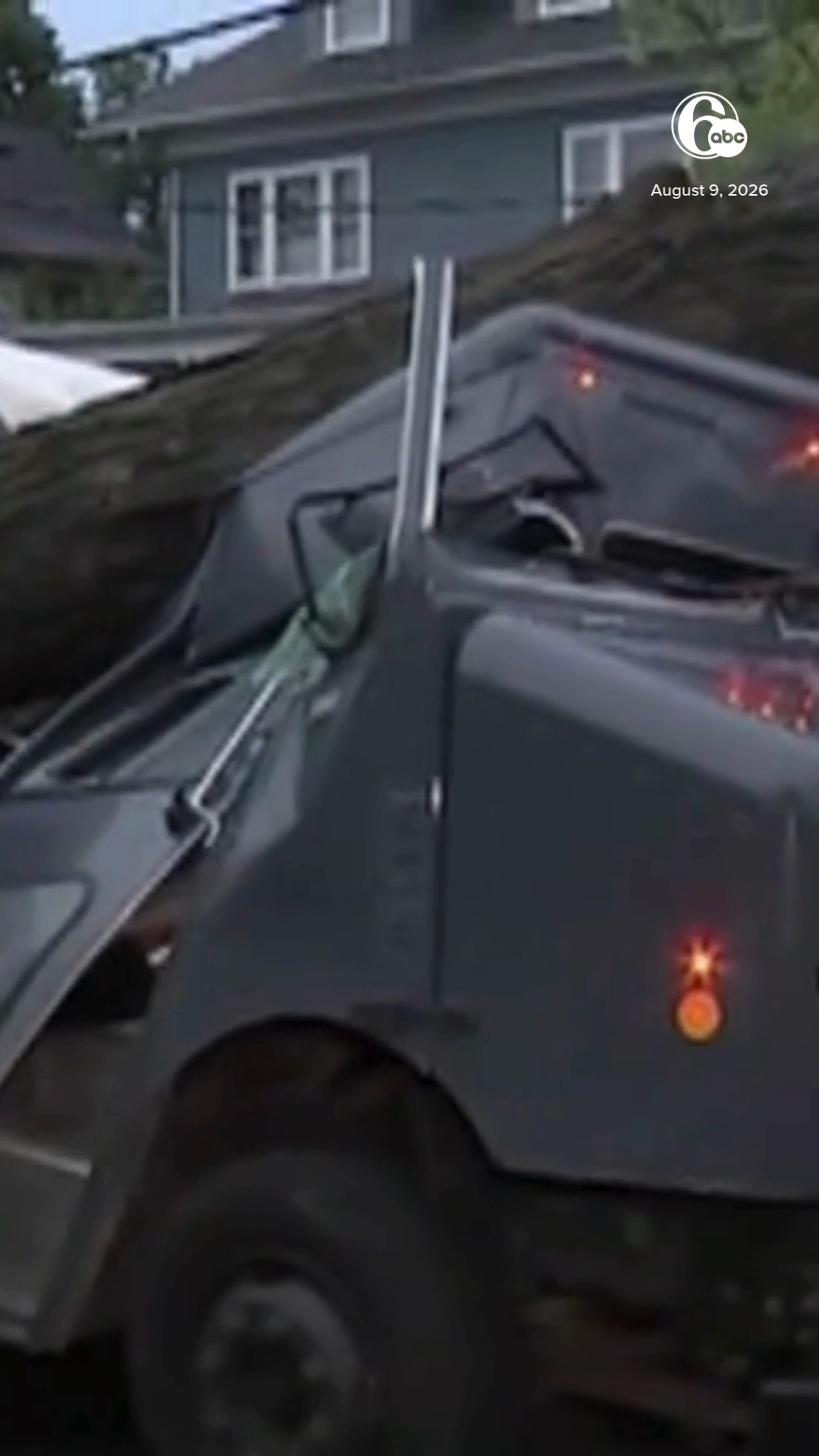 Amazon truck crushed by fallen tree in Plainfield, NJ
