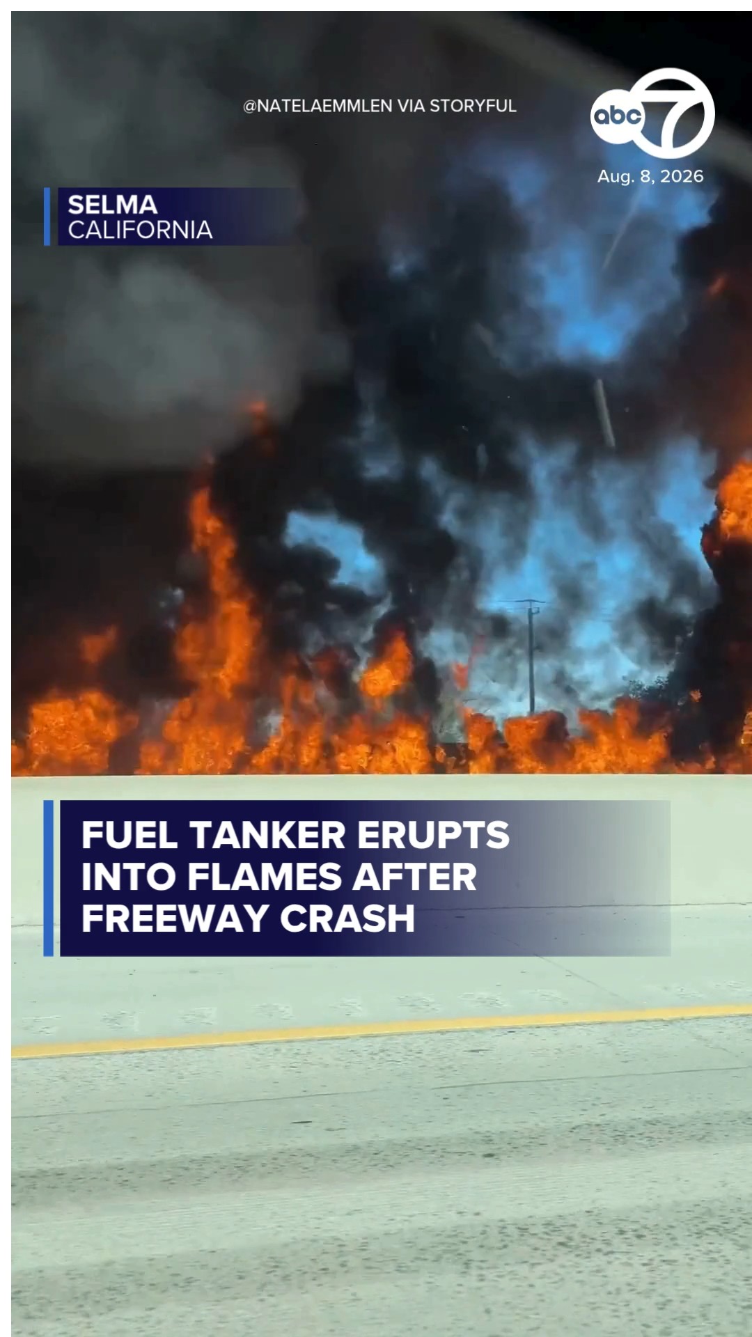 Fuel tanker erupts into flames after California freeway crash