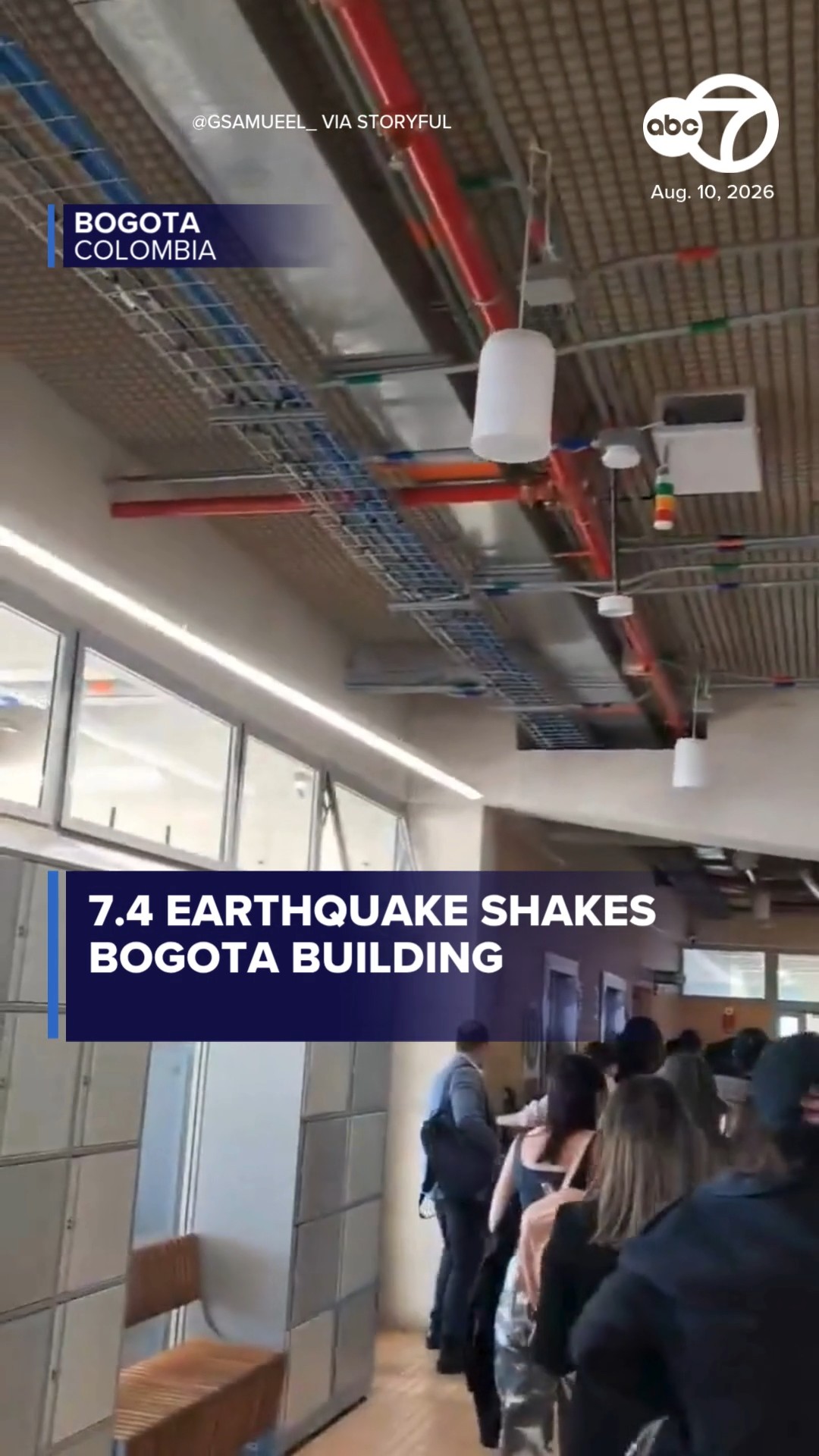 Tense Moment Earthquake Shakes Lights in Bogota Building