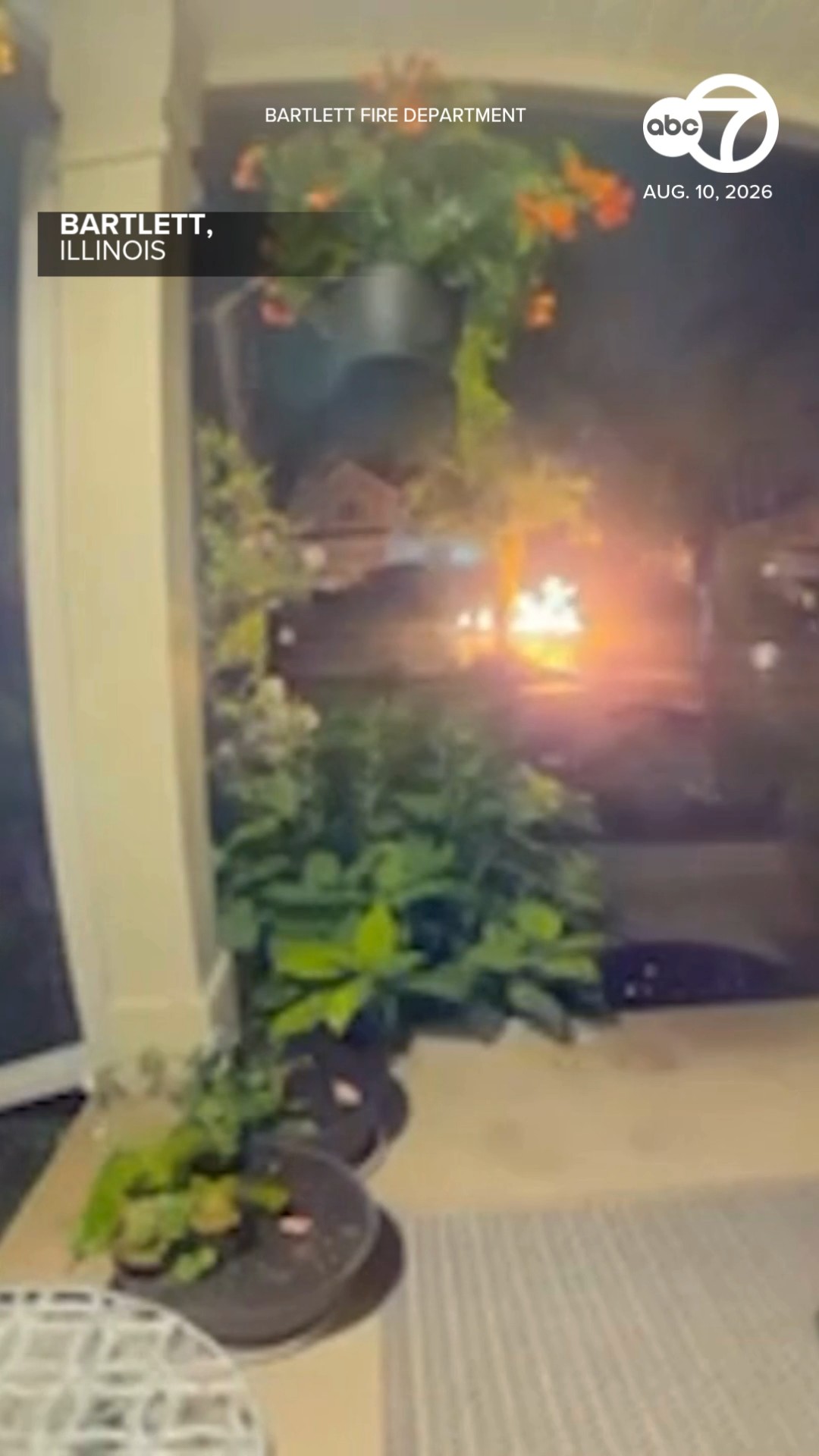 Lightning strike catches tree on fire in Bartlett