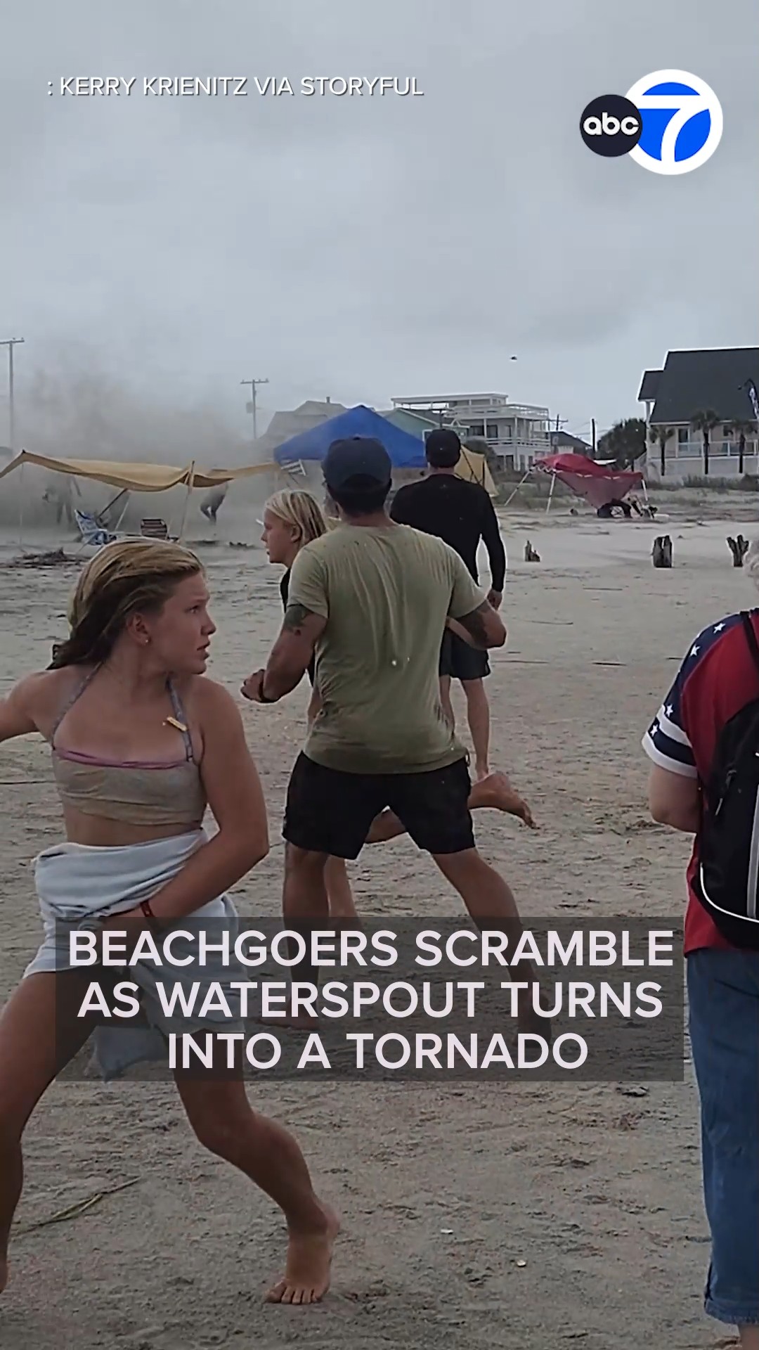 Beachgoers Scramble as Waterspout Turns Into a Tornado

