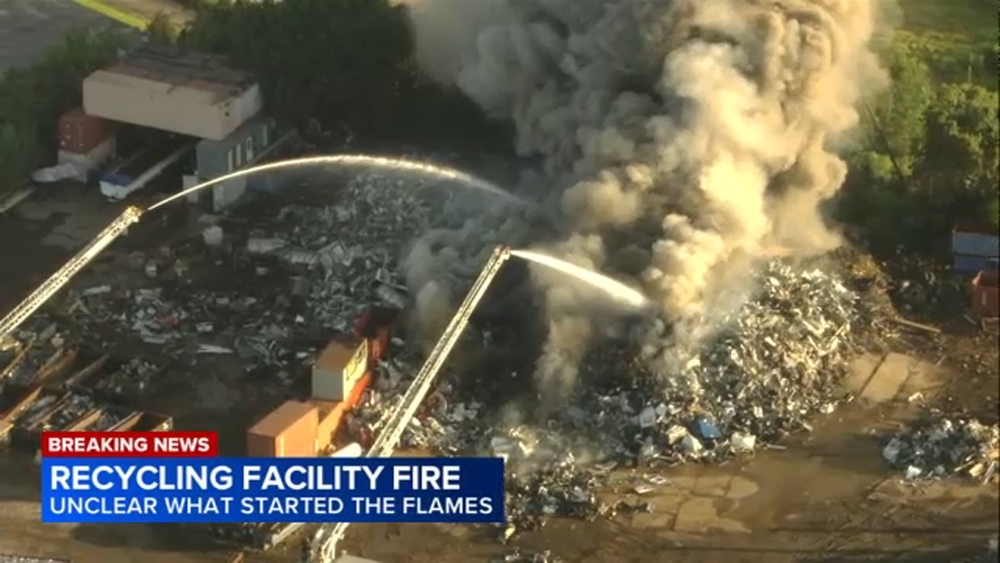Massive fire breaks out at Houston recycling facility