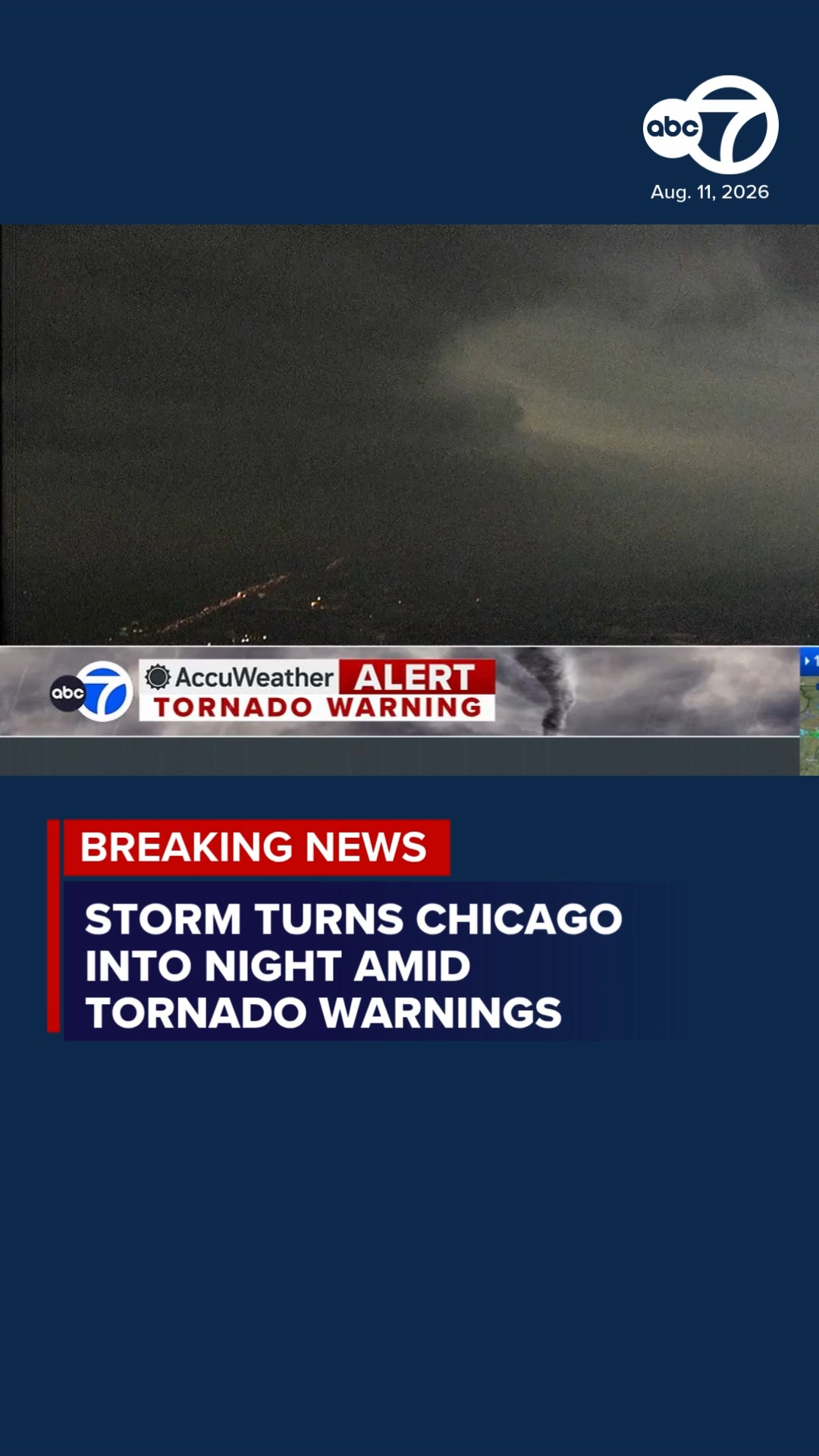 Strong storm turns Chicago into night amid tornado warnings