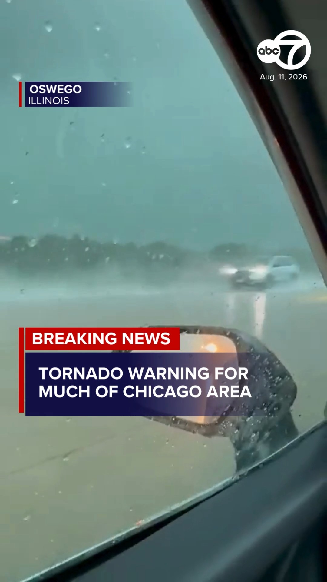 Storm spurs Tornado Warning in Oswego, Illinois - August 2026