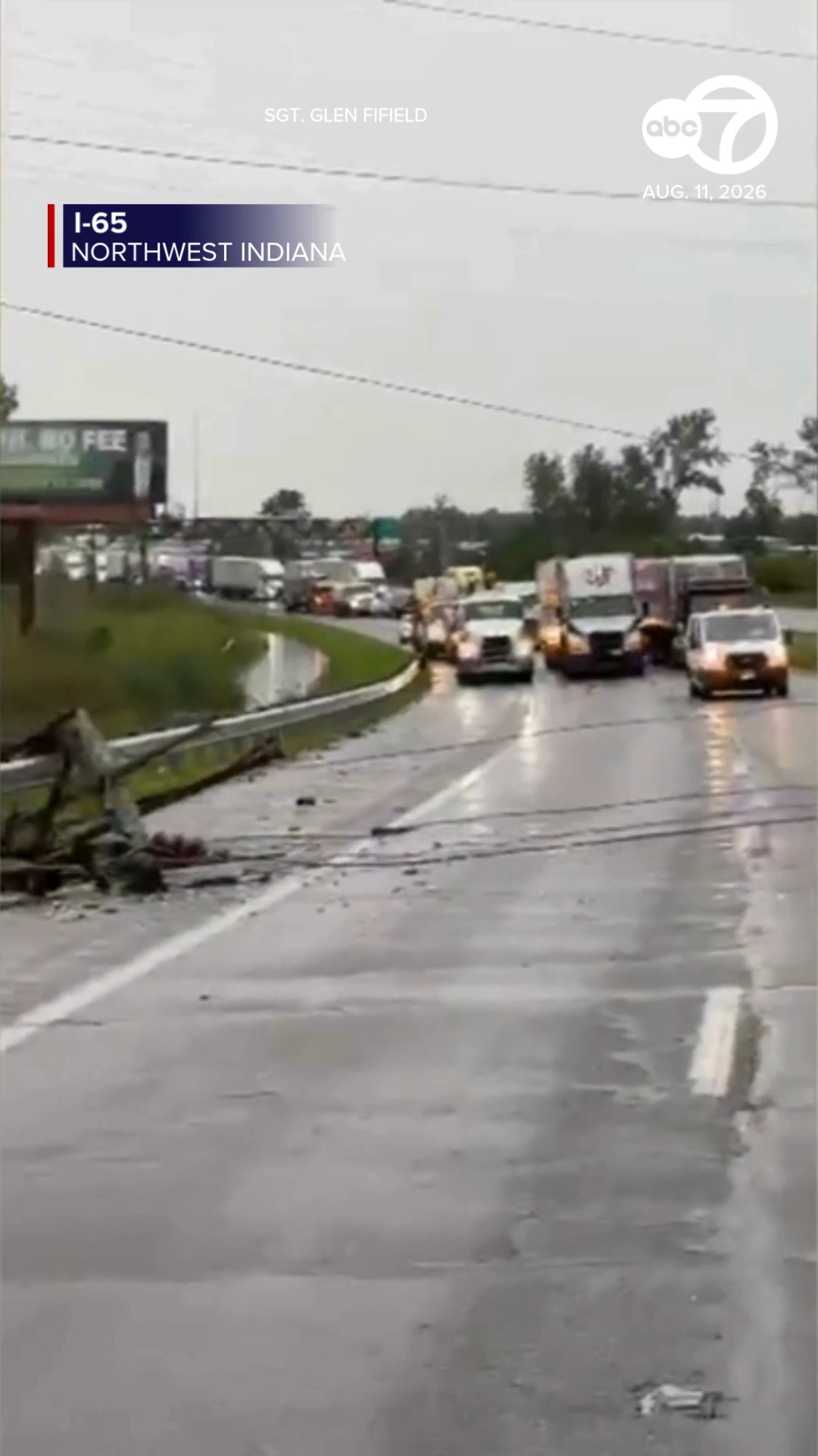 I-65 closed in both directions north of I-94 due to downed power lines