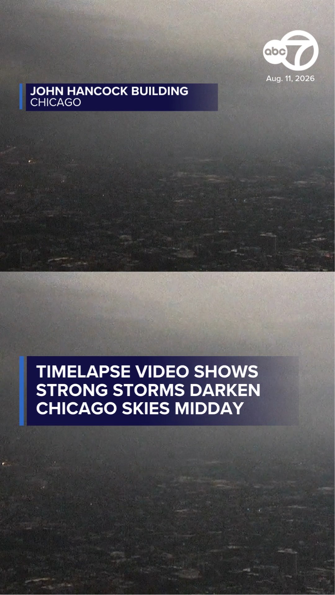 Timelapse video shows strong storms darken Chicago skies midday