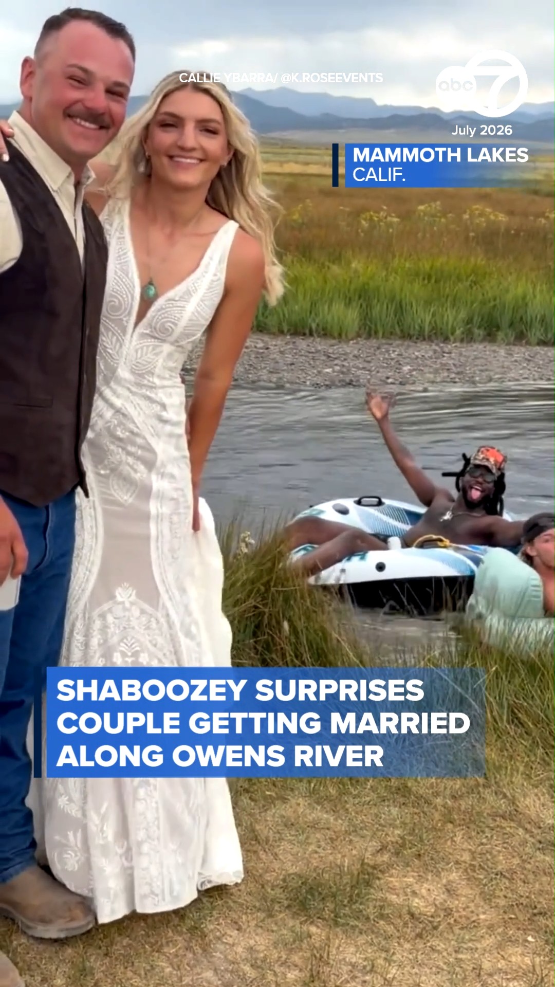 Shaboozey surprises couple getting married along Owens River
