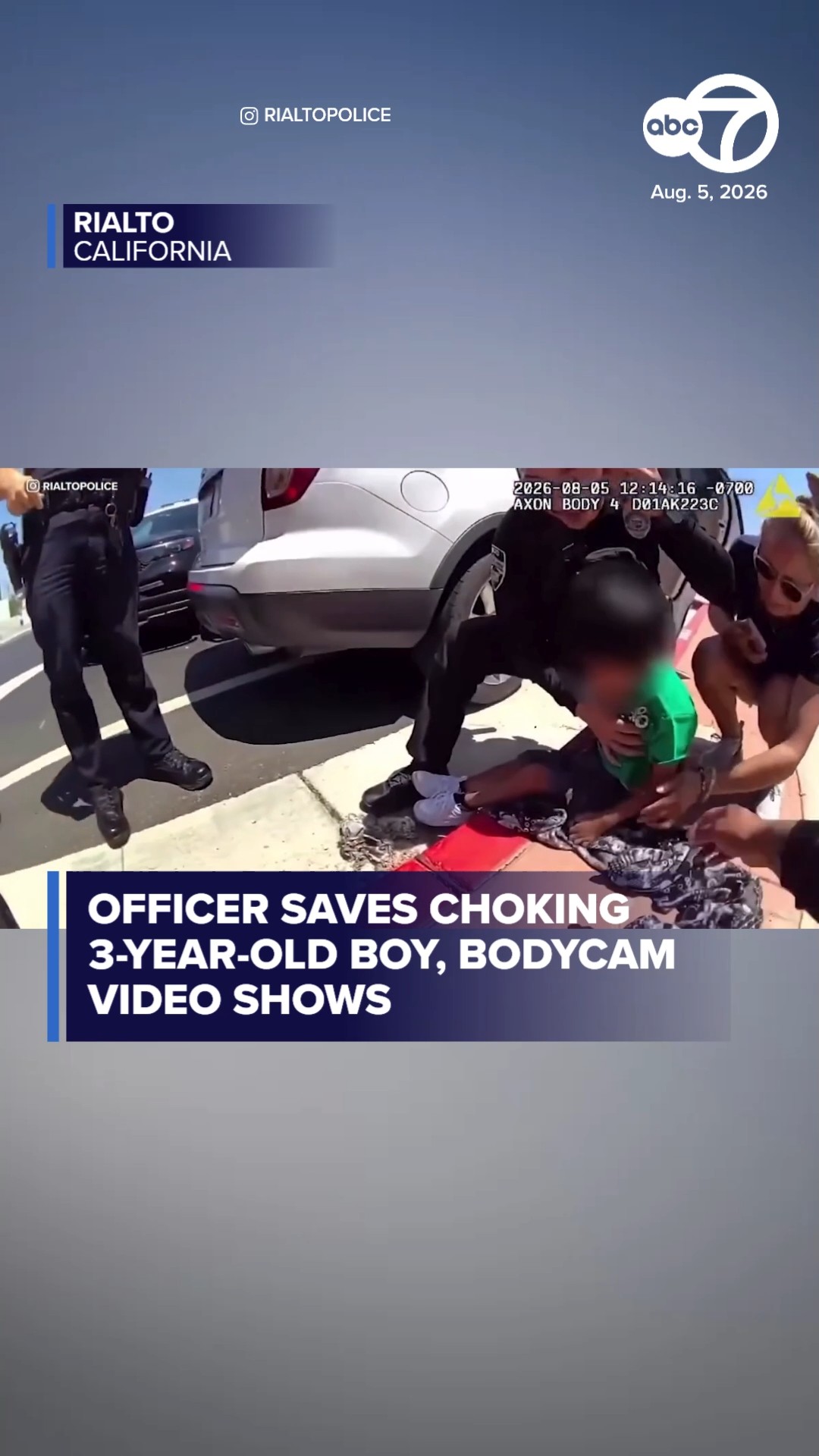 Rialto officer saves choking 3-year-old boy, bodycam video shows
