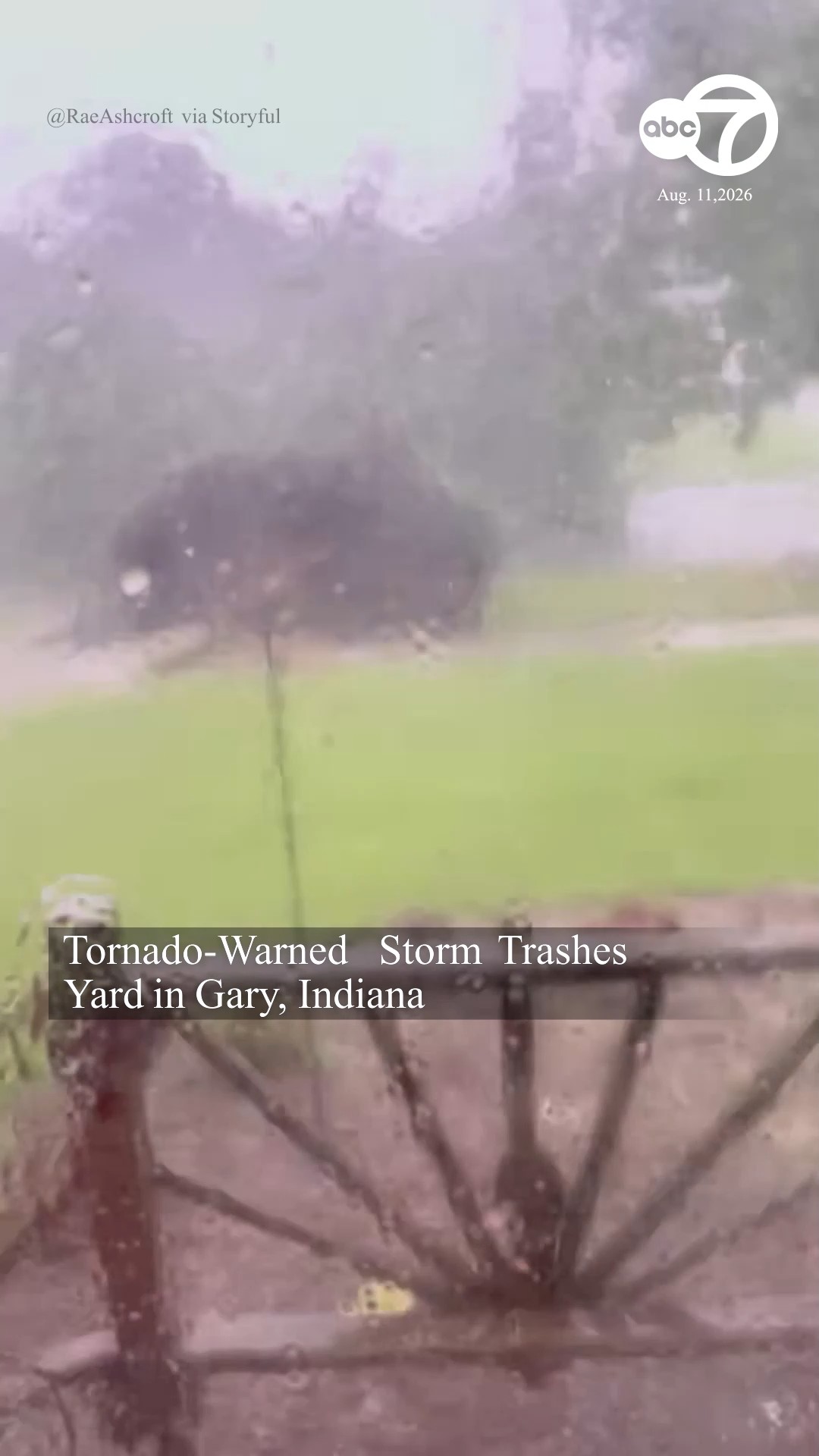 Tornado-Warned Storm Trashes Yard in Gary, Indiana
