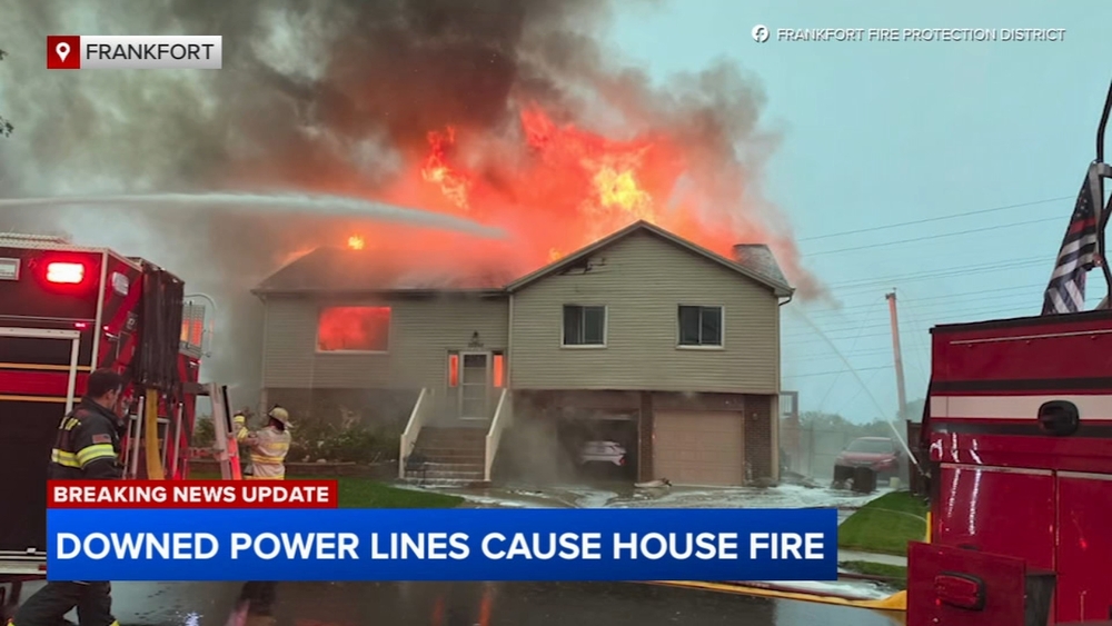 Downed power lines cause house fire amid severe weather in Frankfort