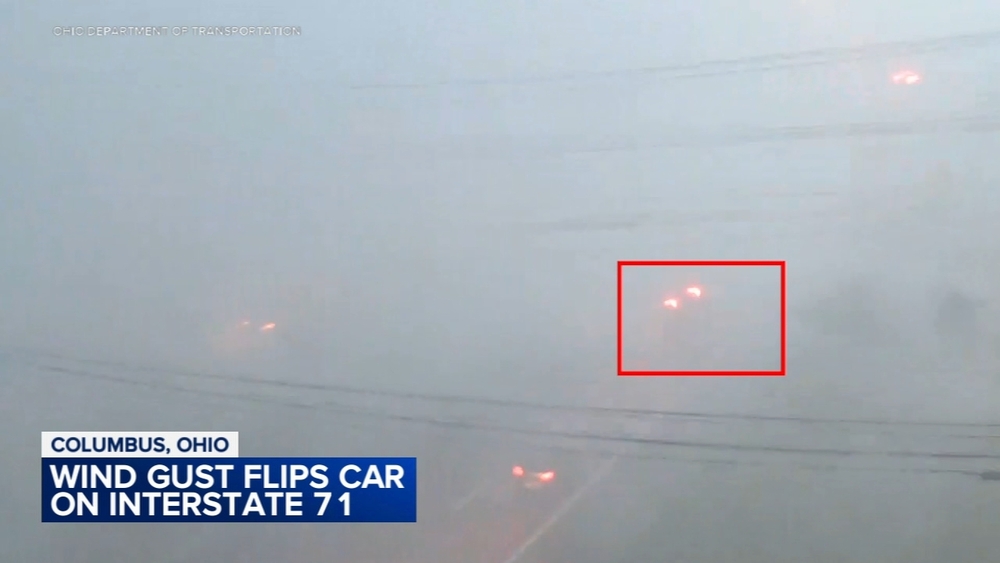 Powerful winds flip car as severe storms pound Midwest