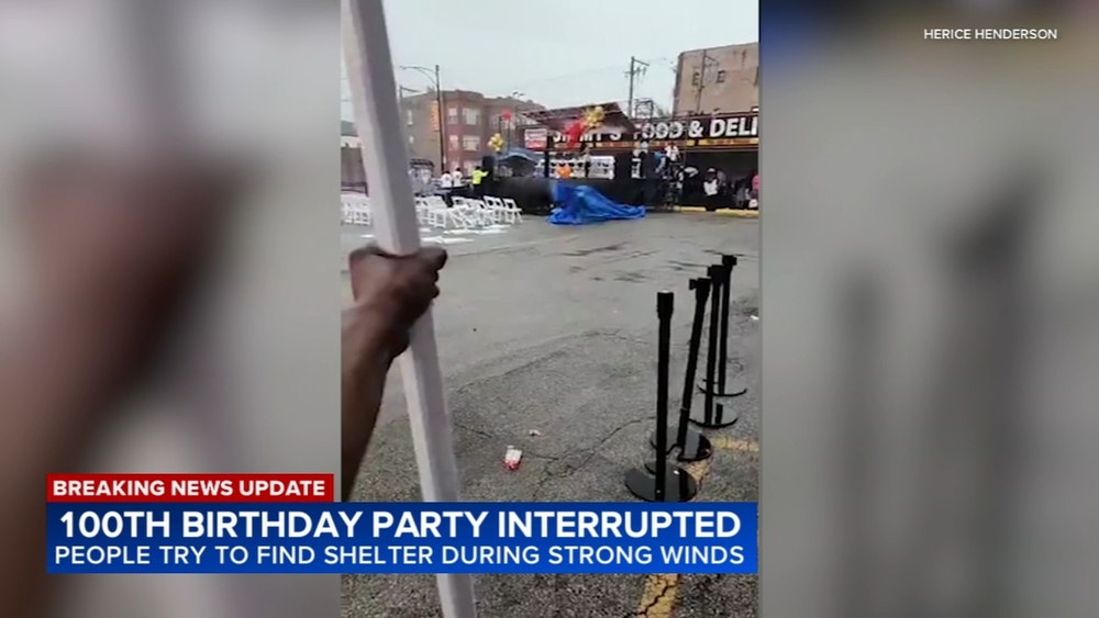 Strong storms in Chicago interrupt Gus Rickette's 100th birthday party