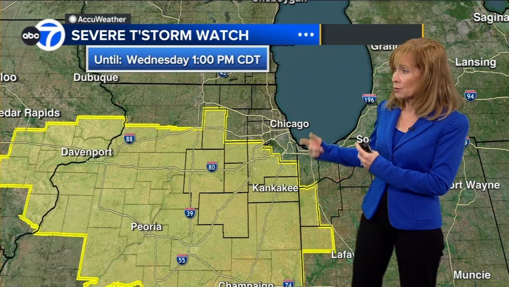 Weather update: Severe T-Storm Watch issued for parts of Chicago area Wednesday