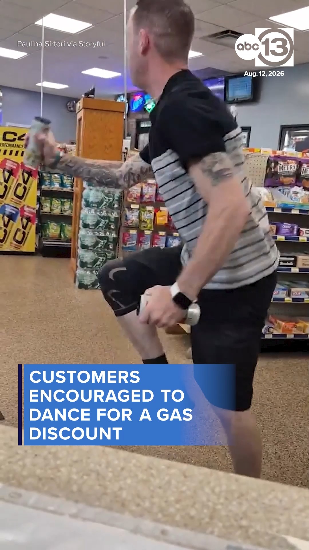 Gas station offers discount to customers willing to dance.