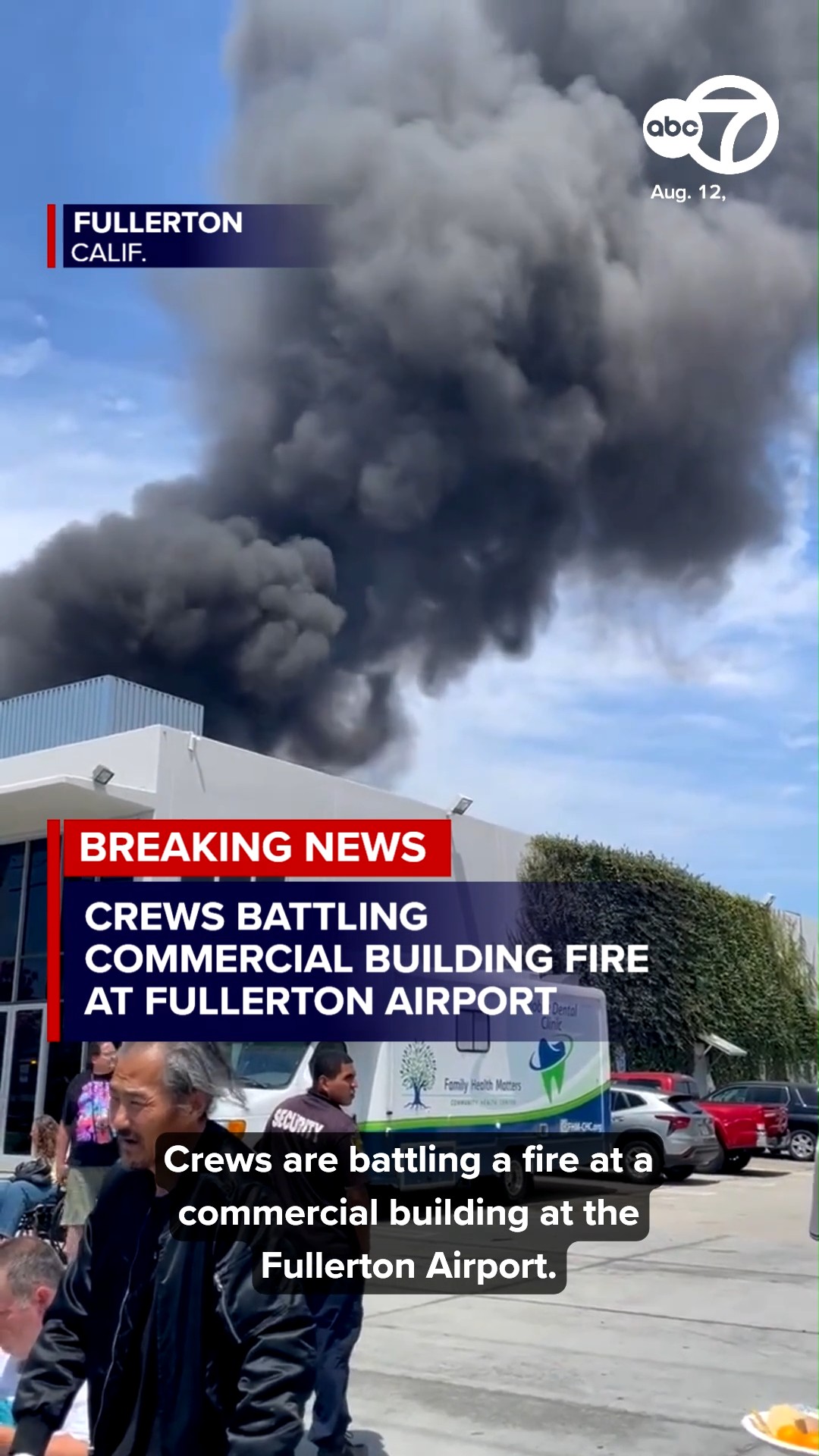 Dramatic fire erupts at Fullerton Municipal Airport