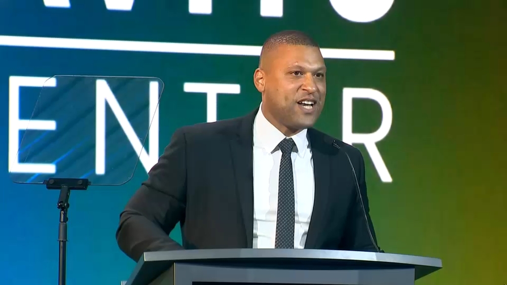 Pedro Rivera emcees for the Javits Center's 40th anniversary celebration