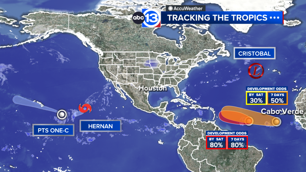 Cristobal weakens in the north Atlantic, two more waves to watch