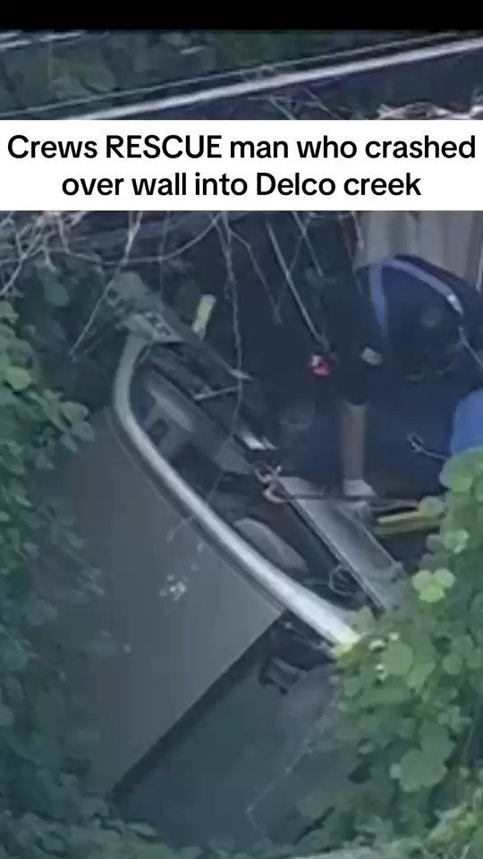 Driver pulled from car after vehicle goes off bridge, down embankment