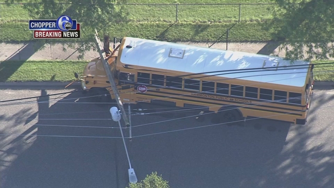 School bus hits utility pole in Hammonton, NJ; driver hurt - 6abc ...