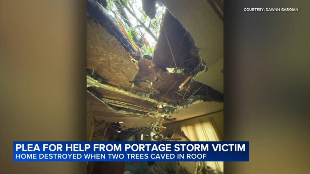 Family pleads for help after storms destroy Portage home's roof