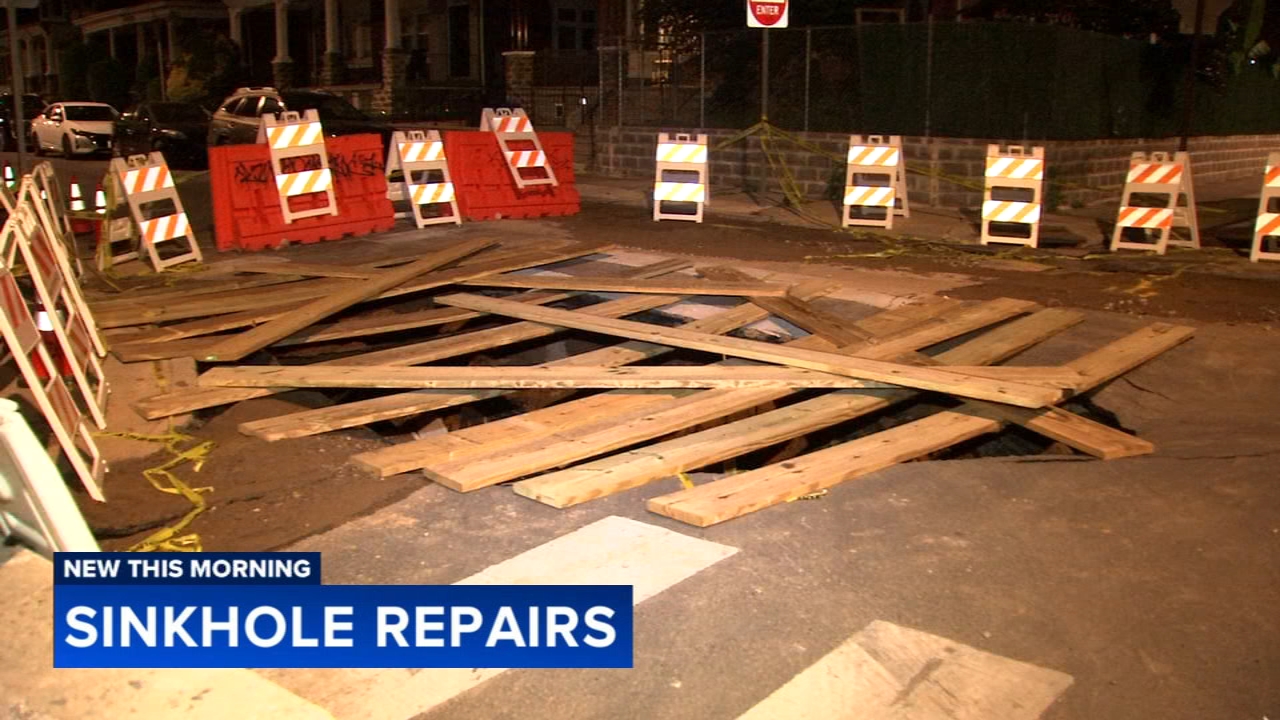 Large sinkhole opens up in Philadelphia's Logan section
