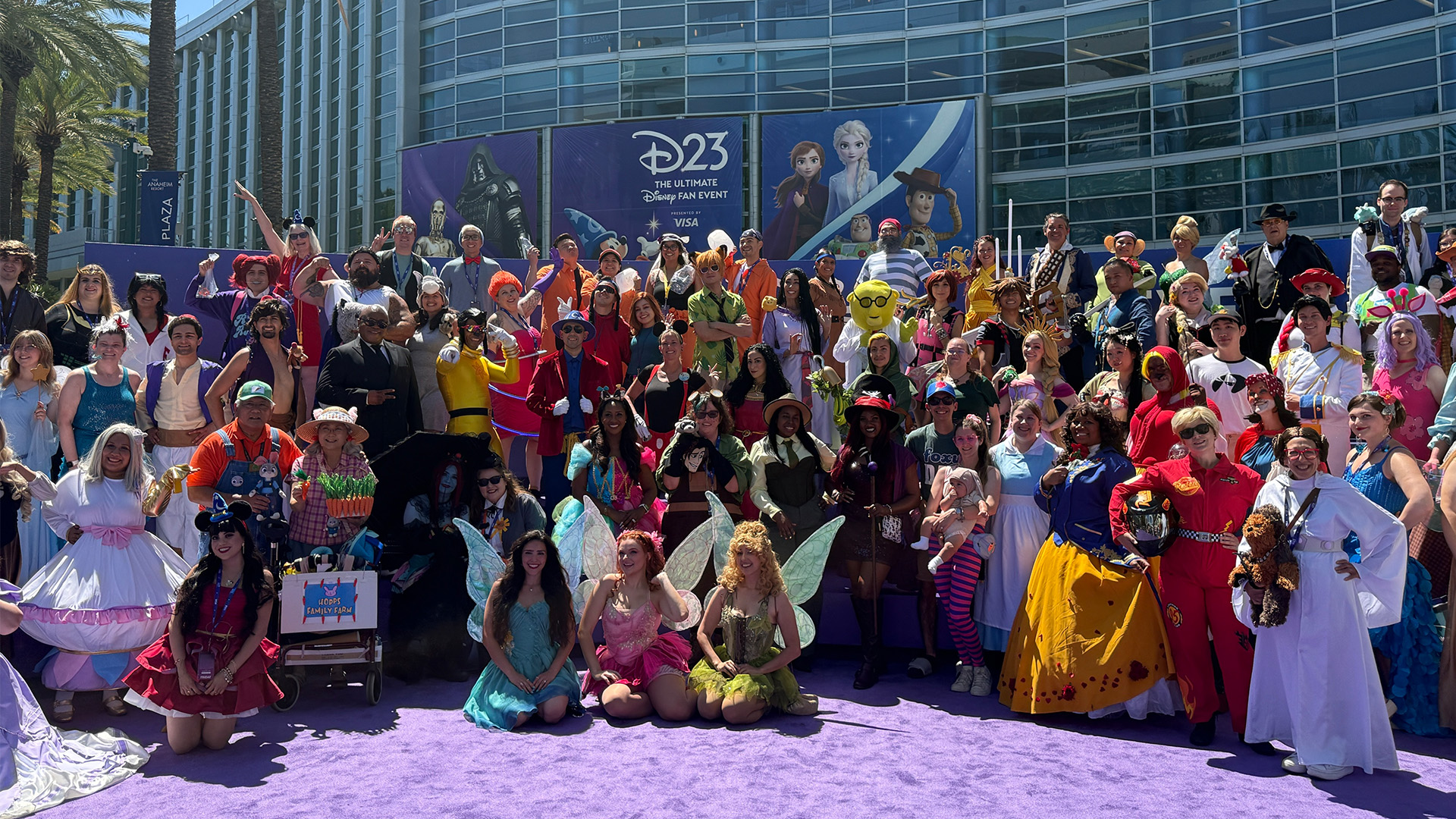 D23 attendees are seen during the All The Worlds of Disney cosplay meet up in Anaheim, Calif. on Friday, Aug. 14, 2026.
