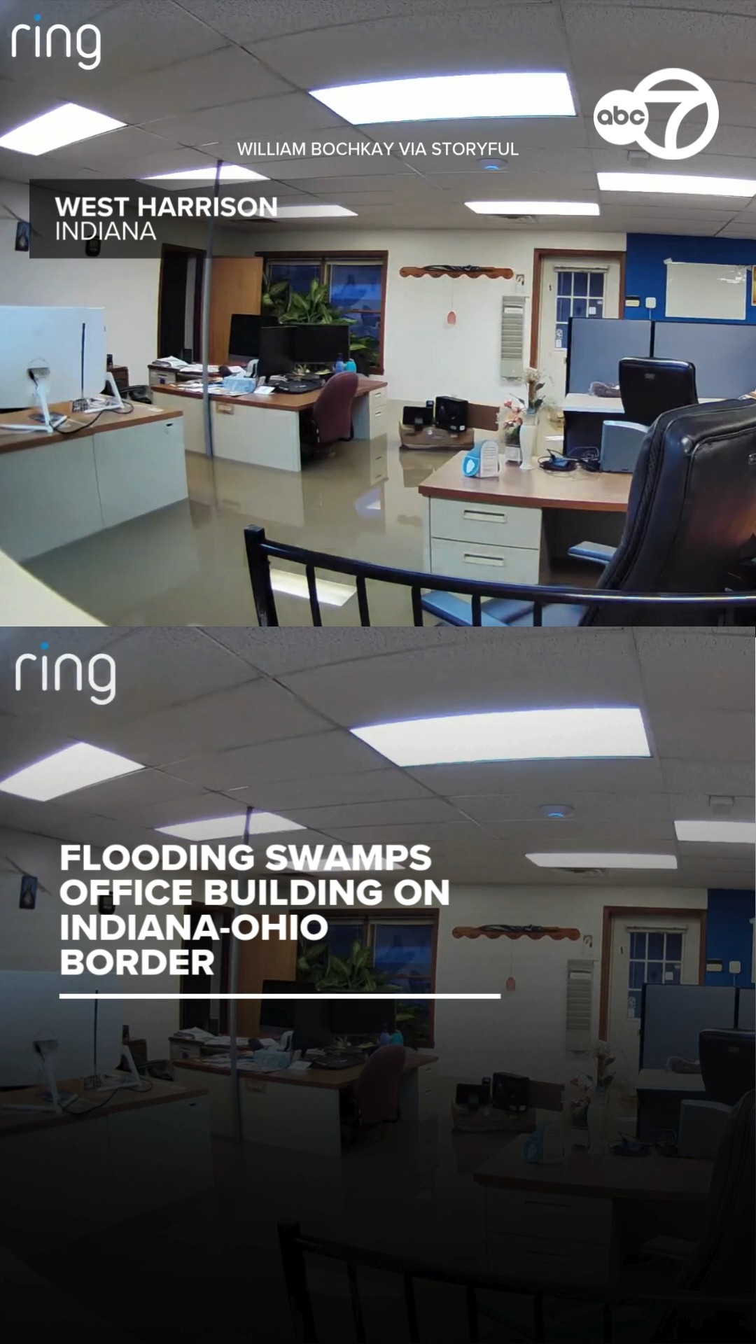 Flooding swamps office building on Indiana-Ohio border