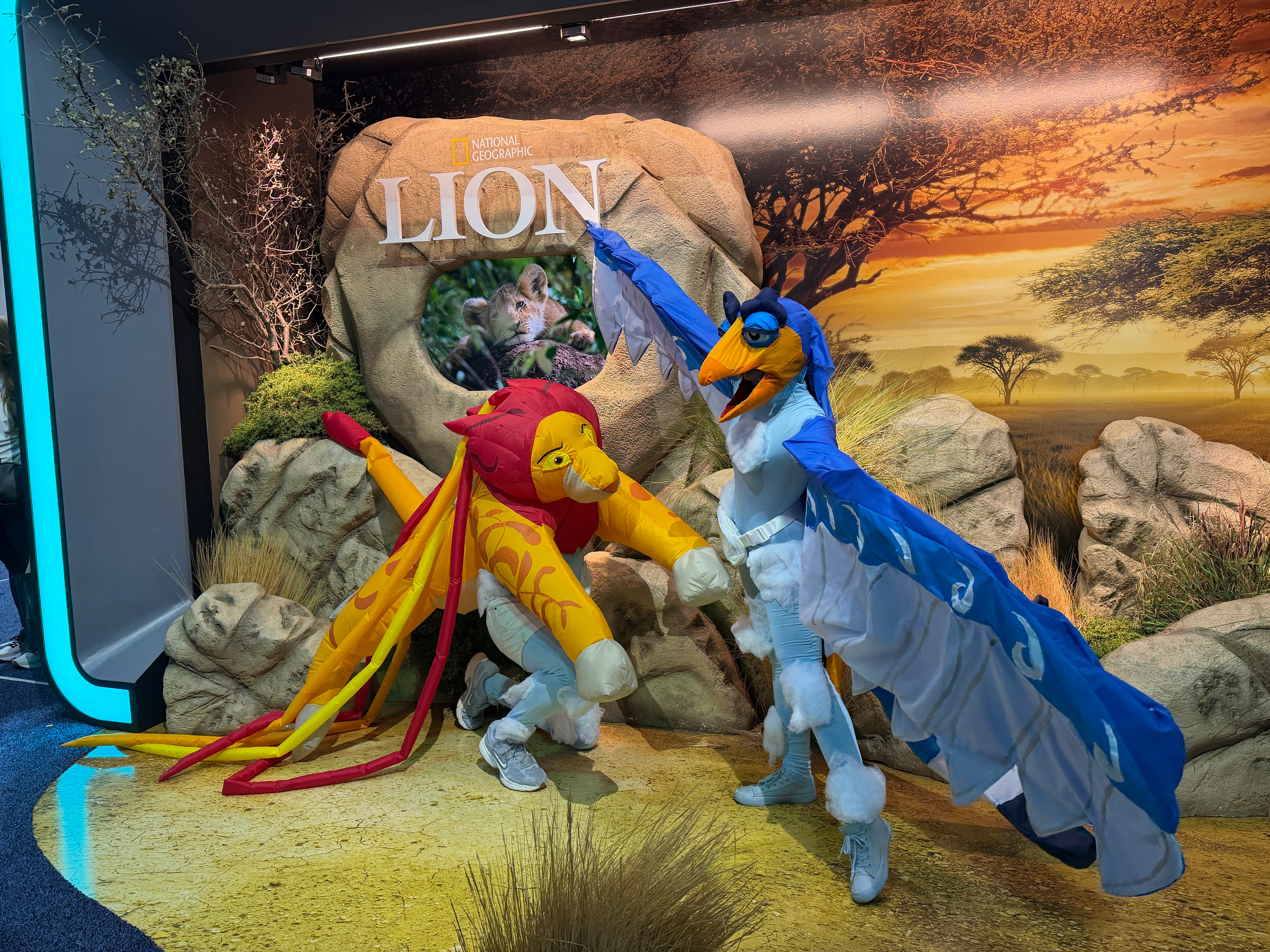 A deep cut for Animal Kingdom fans: these guests at D23 dressed up as the now-defunct KiteTails characters in Anaheim, Calif. on Saturday, Aug. 15, 2026.