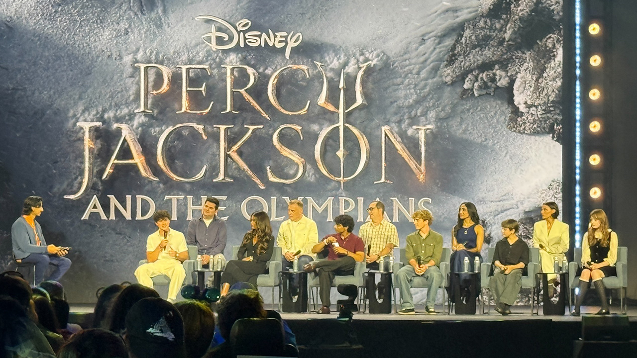The cast of "Percy Jackson and the Olympians" talks about Season 3 at a D23 panel in Anaheim, Calif. on Saturday, Aug. 15, 2026.