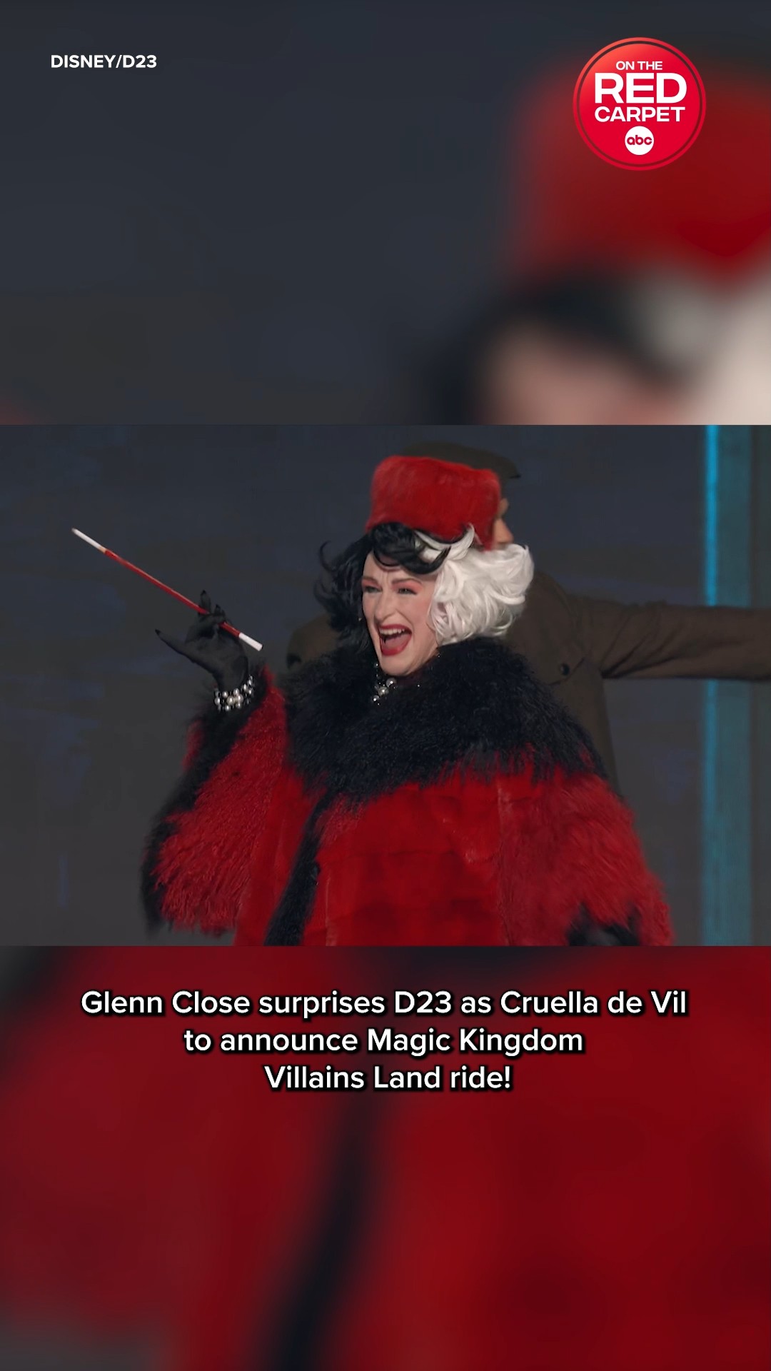Glenn Close reprises her role as Cruella de Vil on stage at D23!