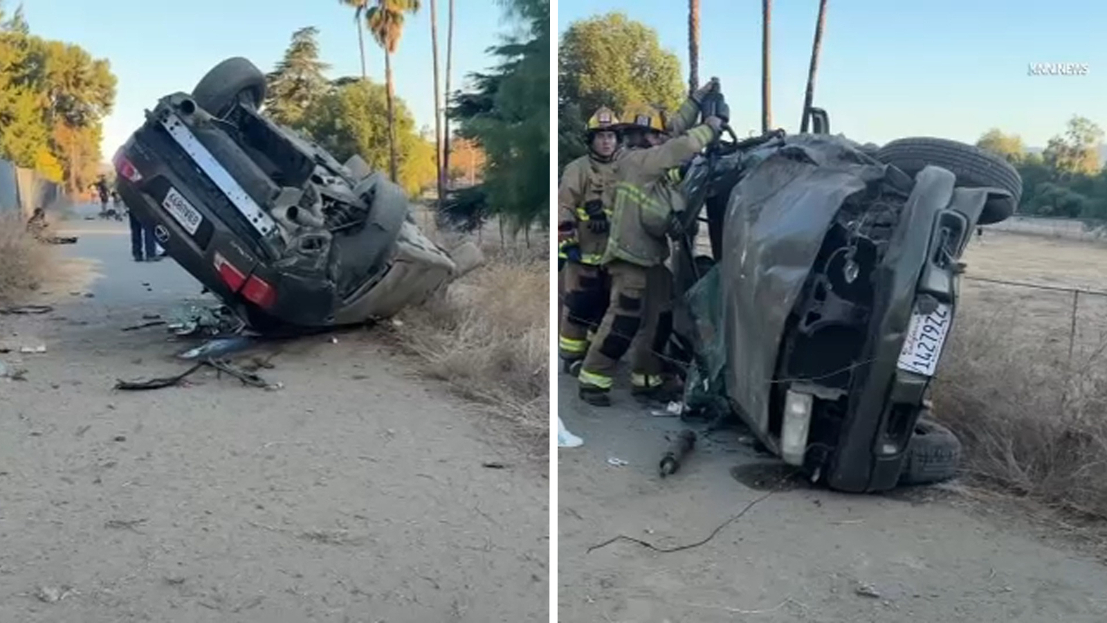 5 people hurt after 2 vehicles crash and roll down 405 Freeway embankment in Van Nuys 5 people hurt after 2 vehicles crash and roll down 405 Freeway embankment in Van Nuys